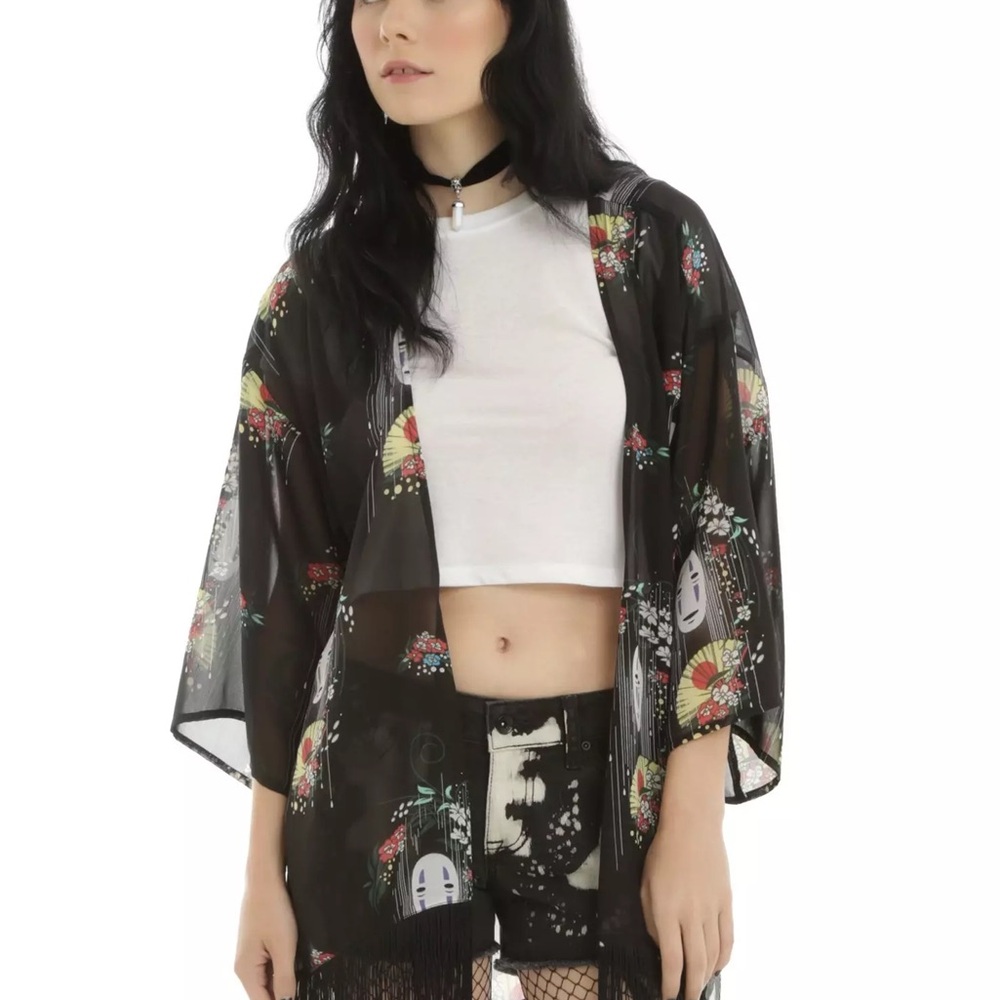Studio Ghibli, Spirited Away No Face Sheer Floral Kimono. Size XS